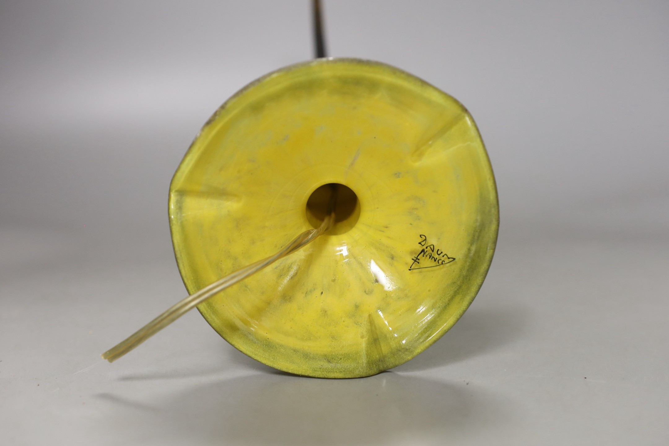 A Daum cameo glass table lamp base, early 20th century, signed Daum, Nancy, 28cm tall